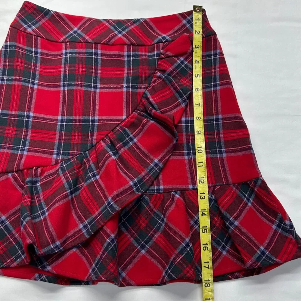 Vineyard Vines Nantucket Lurex Tartan Red Ruffle Skirt NWT Size 00 - Picture 9 of 15